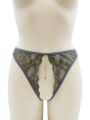 String gris avec bijou couleur aléatoire et chaîne dorée - PA05MGREY
