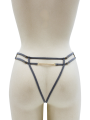 String gris avec bijou couleur aléatoire et chaîne dorée - PA05MGREY