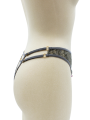 String gris avec bijou couleur aléatoire et chaîne dorée - PA05MGREY