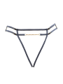 String gris avec bijou couleur aléatoire et chaîne dorée - PA05MGREY