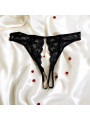 String noir avec bijou couleur aléatoire et chaîne dorée - PA05MBLK