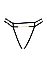 String noir avec bijou couleur aléatoire et chaîne dorée - PA05MBLK