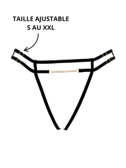 String noir avec bijou couleur aléatoire et chaîne dorée - PA05MBLK