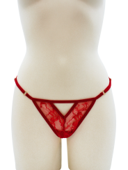 String rouge avec bijou perle  strass dorés - PA06MRED