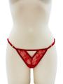 String rouge avec bijou perle  strass dorés - PA06MRED