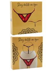 String rouge avec bijou perle  strass dorés - PA06MRED