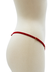 String rouge avec bijou perle  strass dorés - PA06MRED