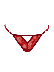 String rouge avec bijou perle  strass dorés - PA06MRED