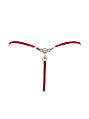 String rouge avec bijou perle  strass dorés - PA06MRED