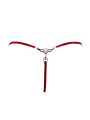 String rouge avec bijou perle  strass dorés - PA06MRED