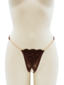 String en dentelle marron ouvert avec chaînes dorées - PA01MBRW