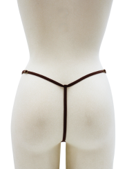 String en dentelle marron ouvert avec chaînes dorées - PA01MBRW