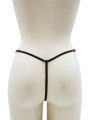 String en dentelle marron ouvert avec chaînes dorées - PA01MBRW