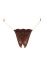 String en dentelle marron ouvert avec chaînes dorées - PA01MBRW