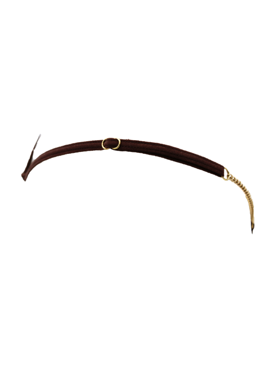 String en dentelle marron ouvert avec chaînes dorées - PA01MBRW