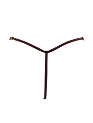 String en dentelle marron ouvert avec chaînes dorées - PA01MBRW