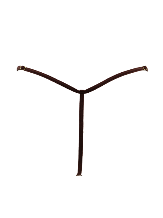 String en dentelle marron ouvert avec chaînes dorées - PA01MBRW