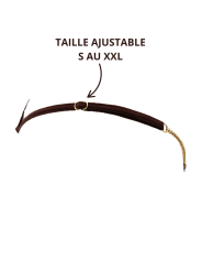 String en dentelle marron ouvert avec chaînes dorées - PA01MBRW