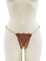 String en dentelle taupe ouvert avec chaînes dorées - PA01MTAUPE