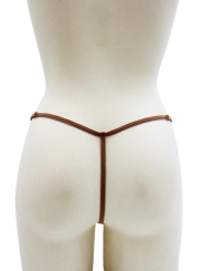 String en dentelle taupe ouvert avec chaînes dorées - PA01MTAUPE