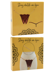 String en dentelle taupe ouvert avec chaînes dorées - PA01MTAUPE