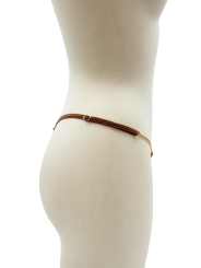 String en dentelle taupe ouvert avec chaînes dorées - PA01MTAUPE