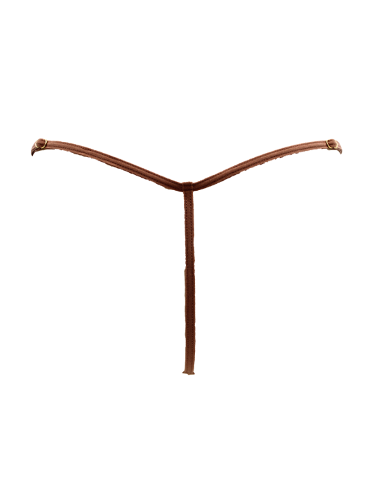 String en dentelle taupe ouvert avec chaînes dorées - PA01MTAUPE