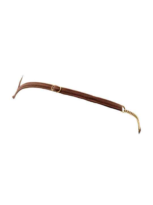 String en dentelle taupe ouvert avec chaînes dorées - PA01MTAUPE