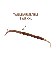 String en dentelle taupe ouvert avec chaînes dorées - PA01MTAUPE