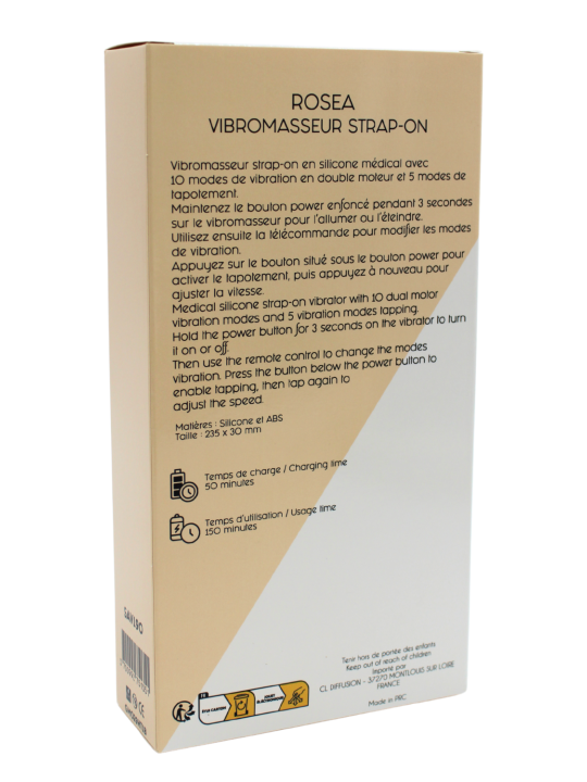 Vibromasseur ROSEA Strap-on Triple Action Télécommandé - SAV190