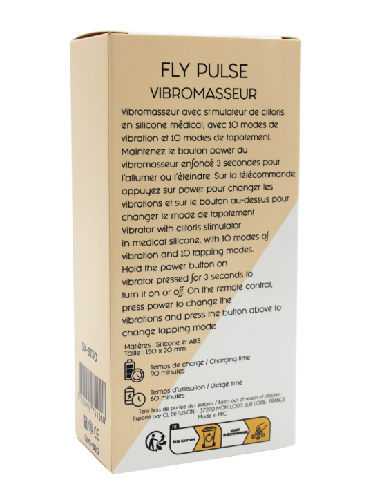 Vibromasseur FLY PULSE Papillon à Double Action Télécommandé - SX-ST30