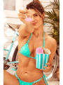 Bikini Turquoise Vinyle avec Chaînettes - MAL67131GLTQ