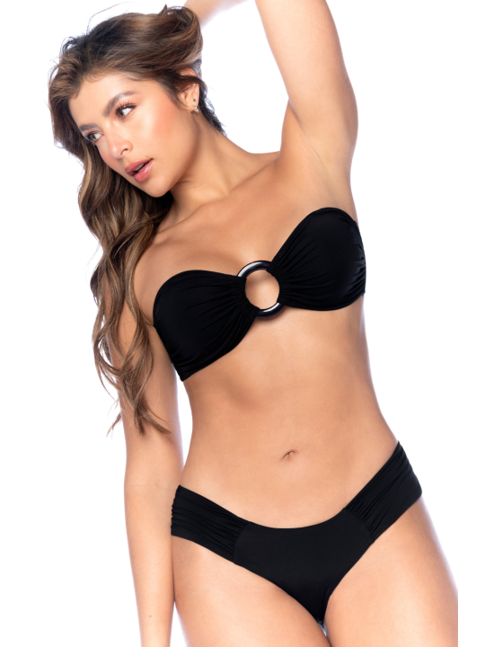 Bikini Bandeau Noir avec Anneau Central - MAL67124BLK
