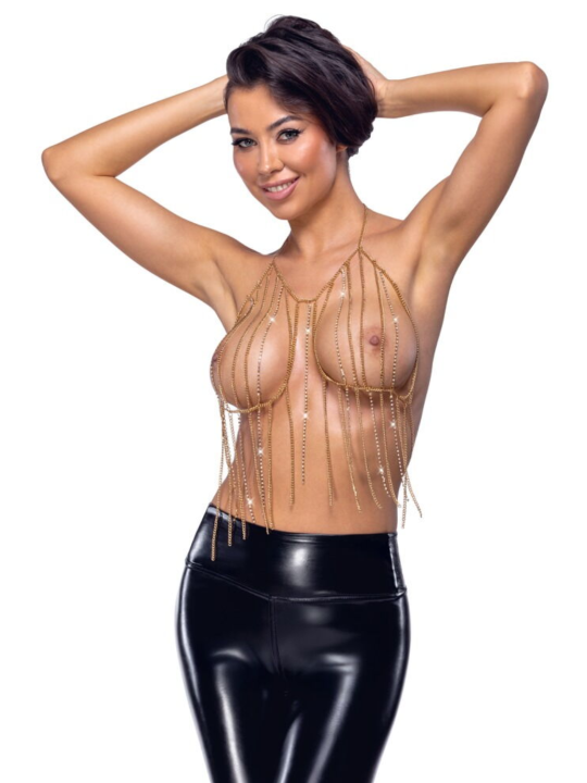 Top bijou doré à chaînes  strass - R24505266001
