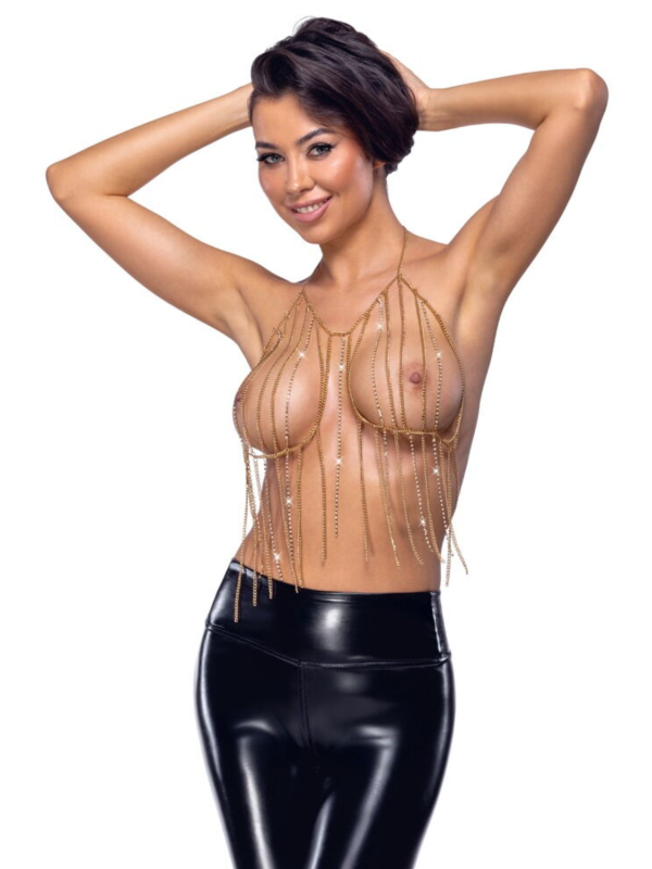 Top bijou doré à chaînes  strass - R24505266001