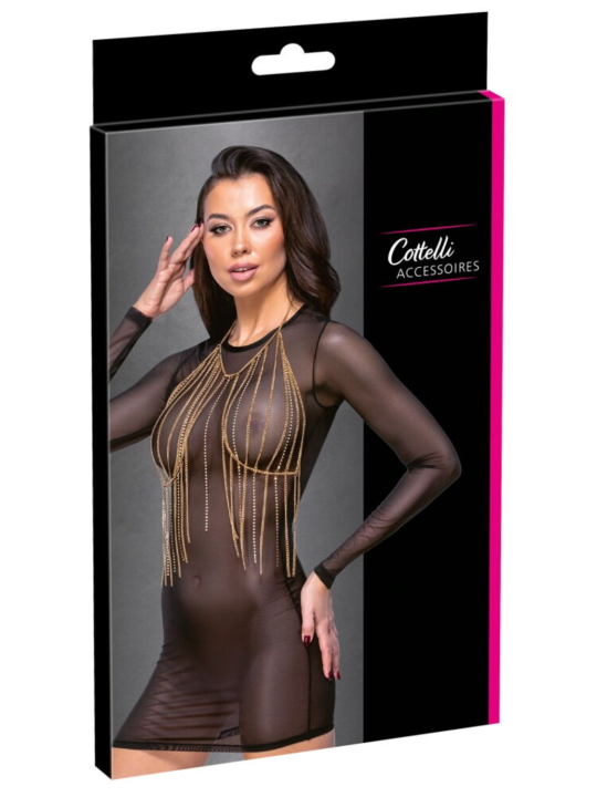 Top bijou doré à chaînes  strass - R24505266001