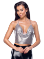 Top métallisé argenté à chaînes - R24504966001