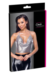 Top métallisé argenté à chaînes - R24504966001