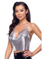 Top métallisé argenté à chaînes - R24504966001