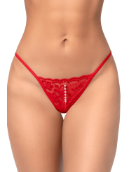 String sexy en dentelle avec détail perle suspendue Mapalé - MAL129RED