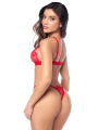 Ensemble sexy 2 pièces en crochet tricoté avec haut ajustable et string Mapalé - MAL8966RED