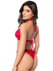 Ensemble sexy 2 pièces en dentelle délicate avec haut et string Mapalé - MAL8971RED