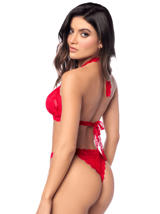 Ensemble sexy 2 pièces en dentelle délicate avec haut et string Mapalé - MAL8971RED