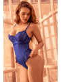 Teddy sexy bleu saphir à armatures avec nœud au dos Mapalé - MAL8946SAPP