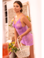 Babydoll sexy en dentelle douce et extensible avec string assorti violet Mapalé - MAL7613WORC