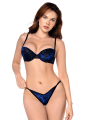 Ensemble sexy 3 pièces en velours floral avec haut à armatures, string taille V et porte-jarretelles Mapalé - MAL8938BKB