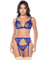 Ensemble sexy 3 pièces avec broderie brillante et porte-jarretelles Mapalé - MAL8944SAPP