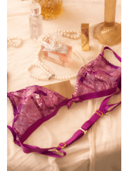 Ensemble sexy 2 pièces en dentelle avec effet brillant Mapalé - MAL8947PKAG