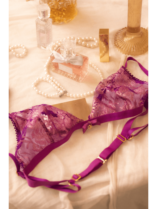Ensemble sexy 2 pièces en dentelle avec effet brillant Mapalé - MAL8947PKAG