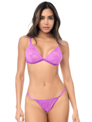 Ensemble sexy 2 pièces en dentelle douce et extensible avec haut réglable et string Mapalé - MAL8949WORC